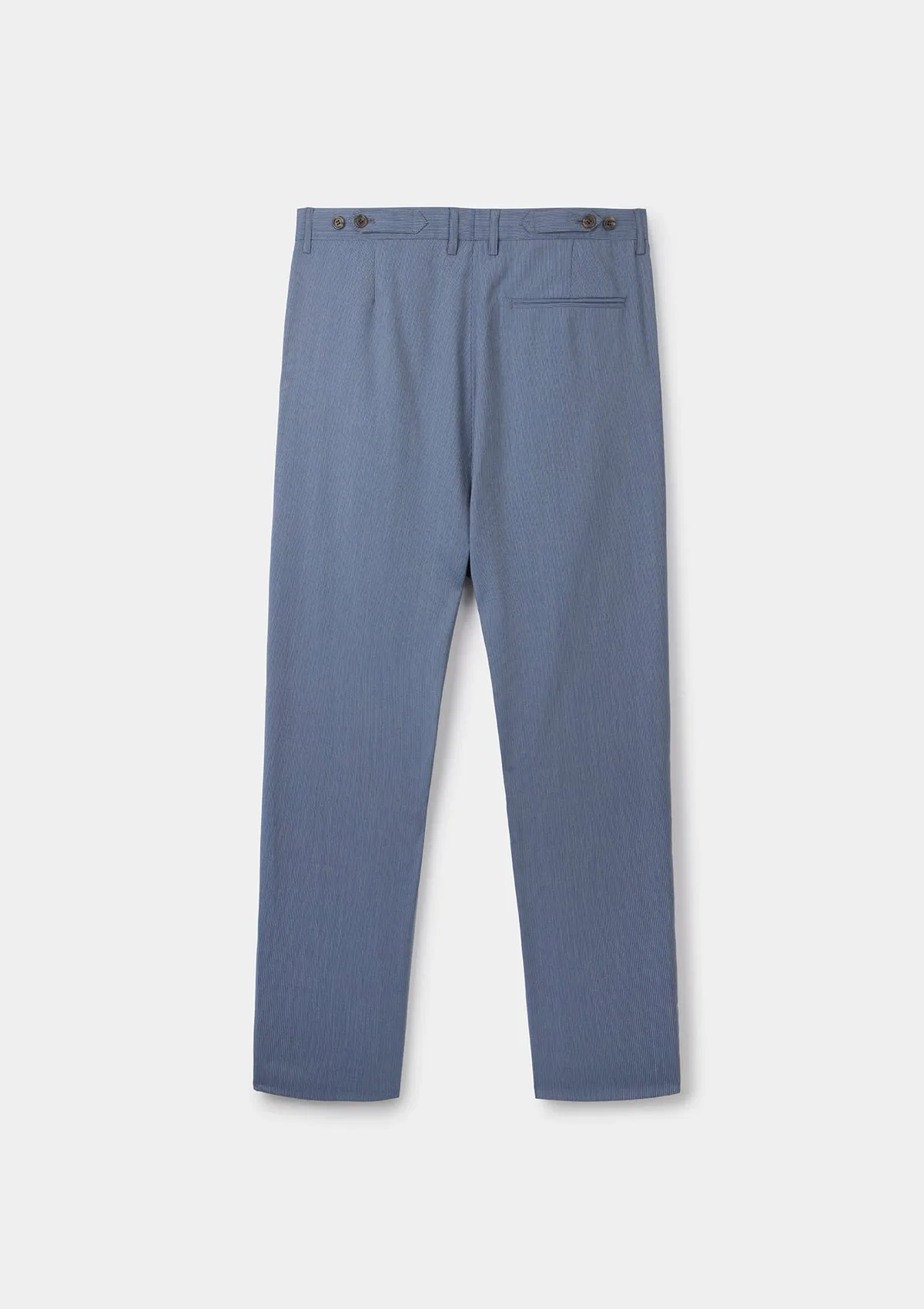 Blue Stripe Wool Pleated Trousers