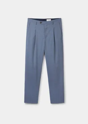 Blue Stripe Wool Pleated Trousers