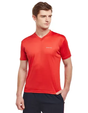 Bodyactive Men Red Dri-Fit V-Neck T-Shirt-TS11-RED