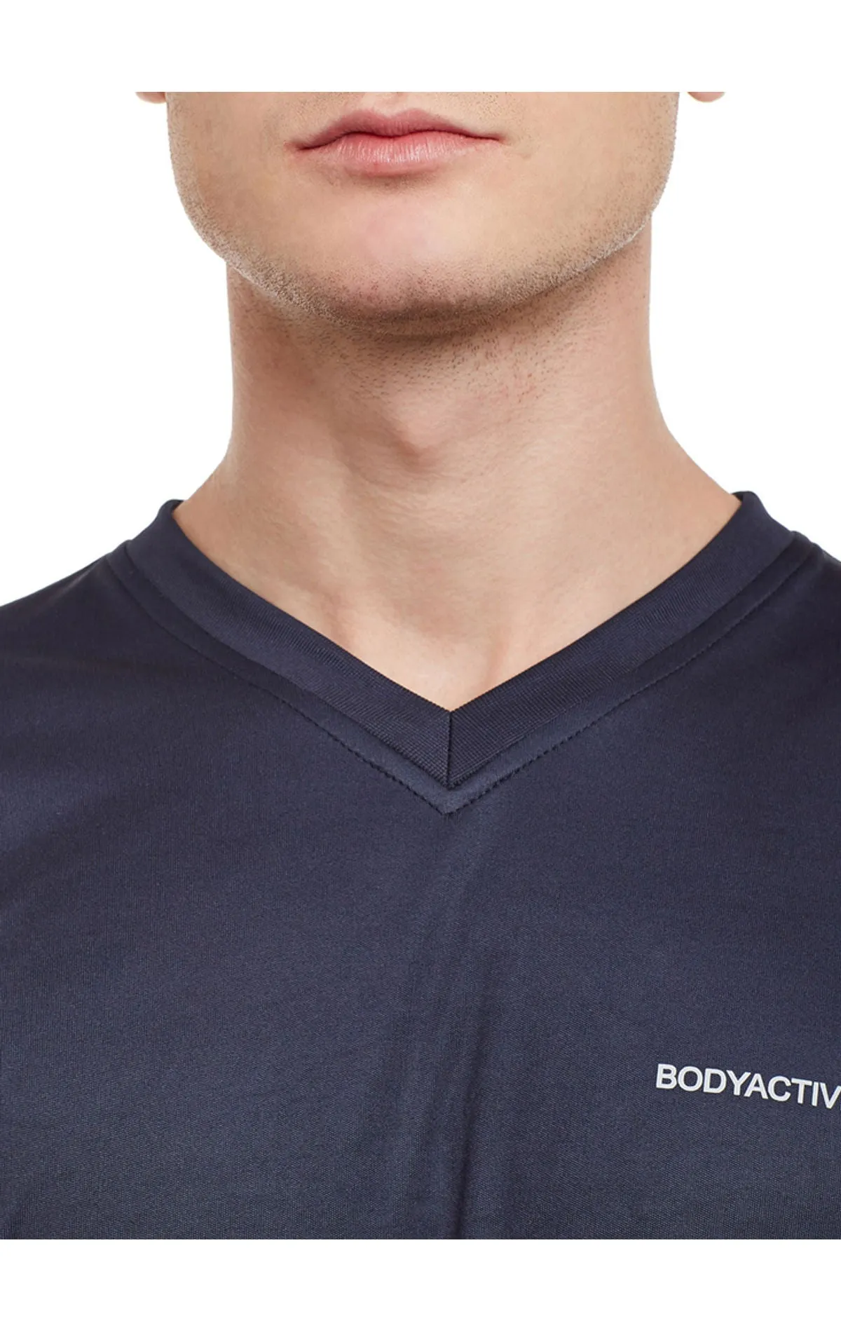 Bodyactive Navy Dri-Fit V-Neck T-Shirt-TS11-NAV