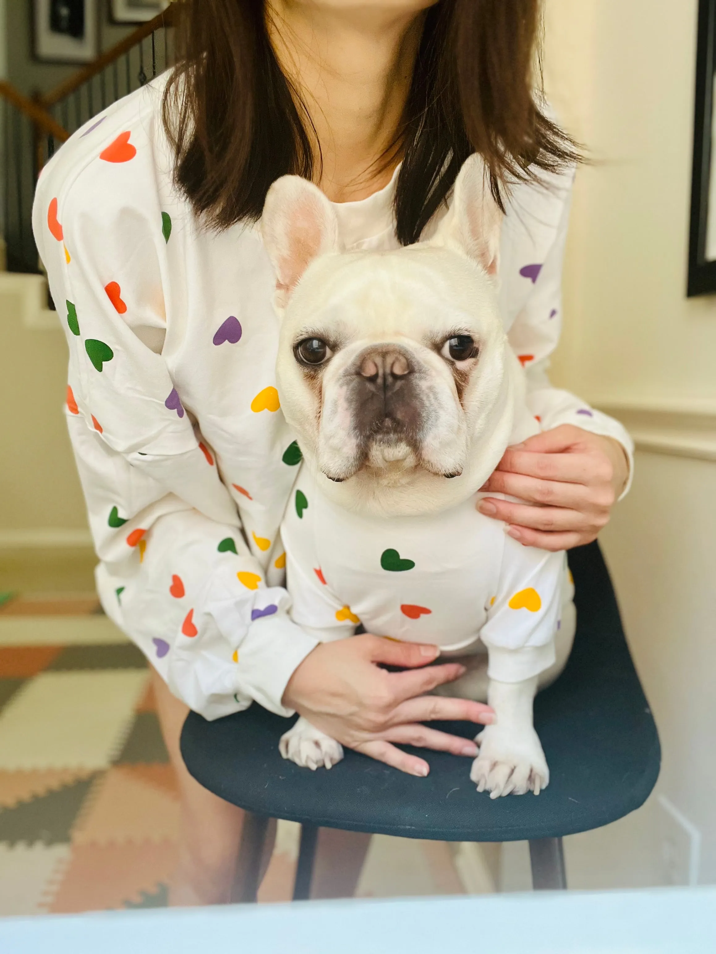 Boho Valentine Heart Shape Loves Owner and Pet Family Matching Sweatshirt