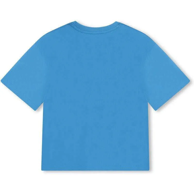 Boys Blue Embossed Short Sleeve T-Shirt