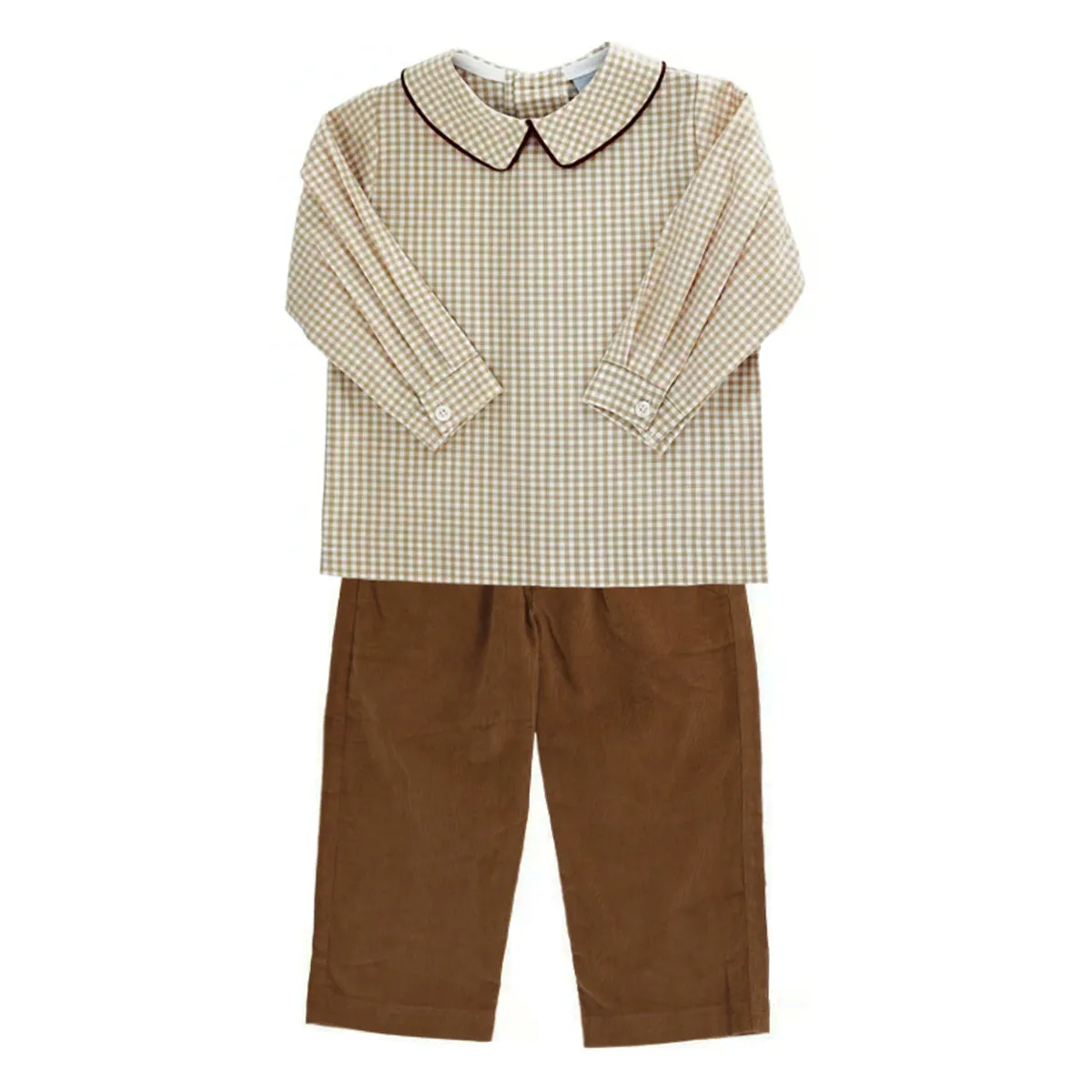 Brown Gingham Pants Set