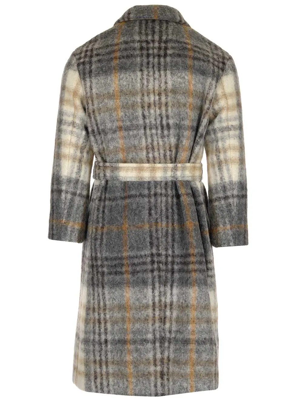 Brunello Cucinelli Belted Checkered Trench Coat