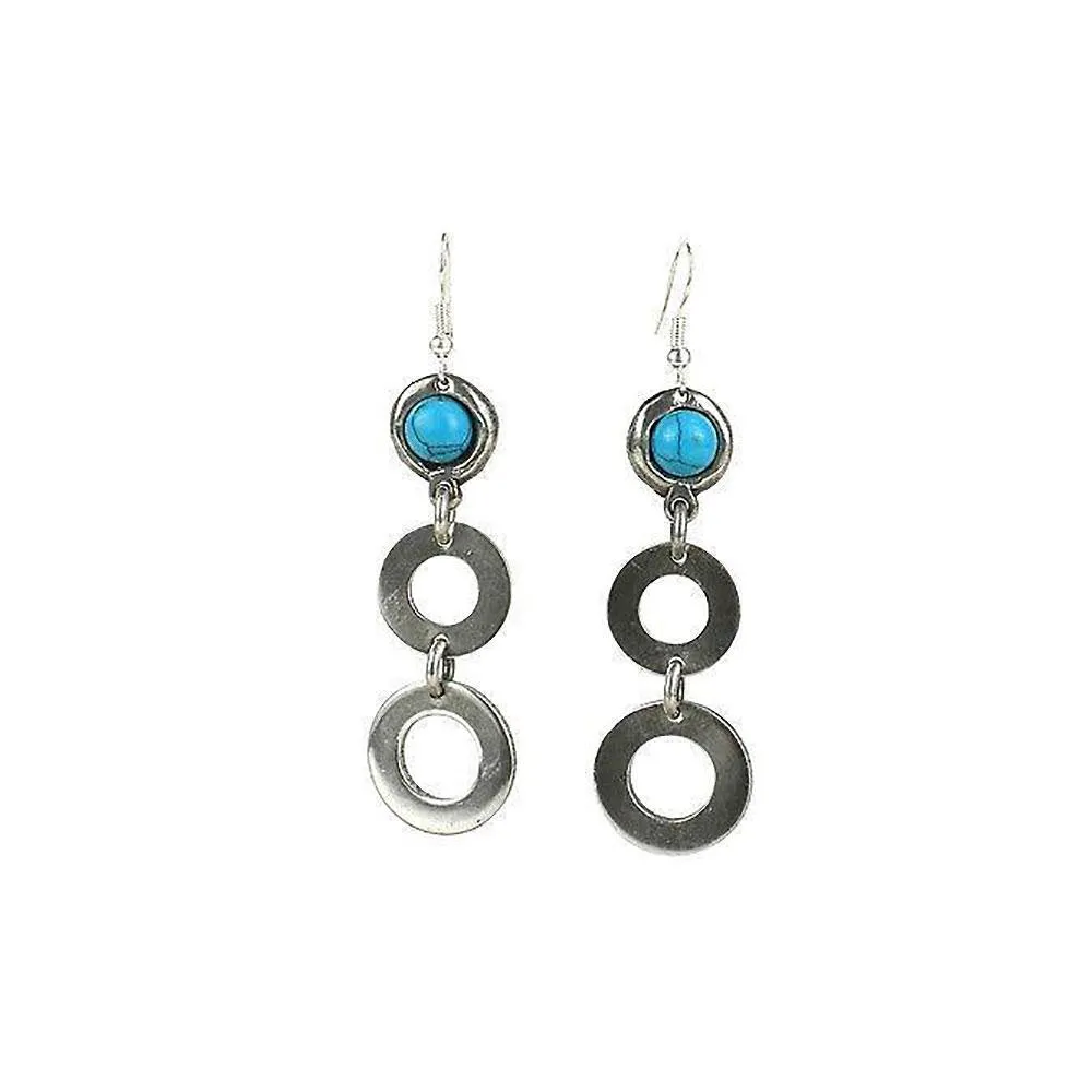 Bubbles and Turquoise Silverplated Earrings Brass Images