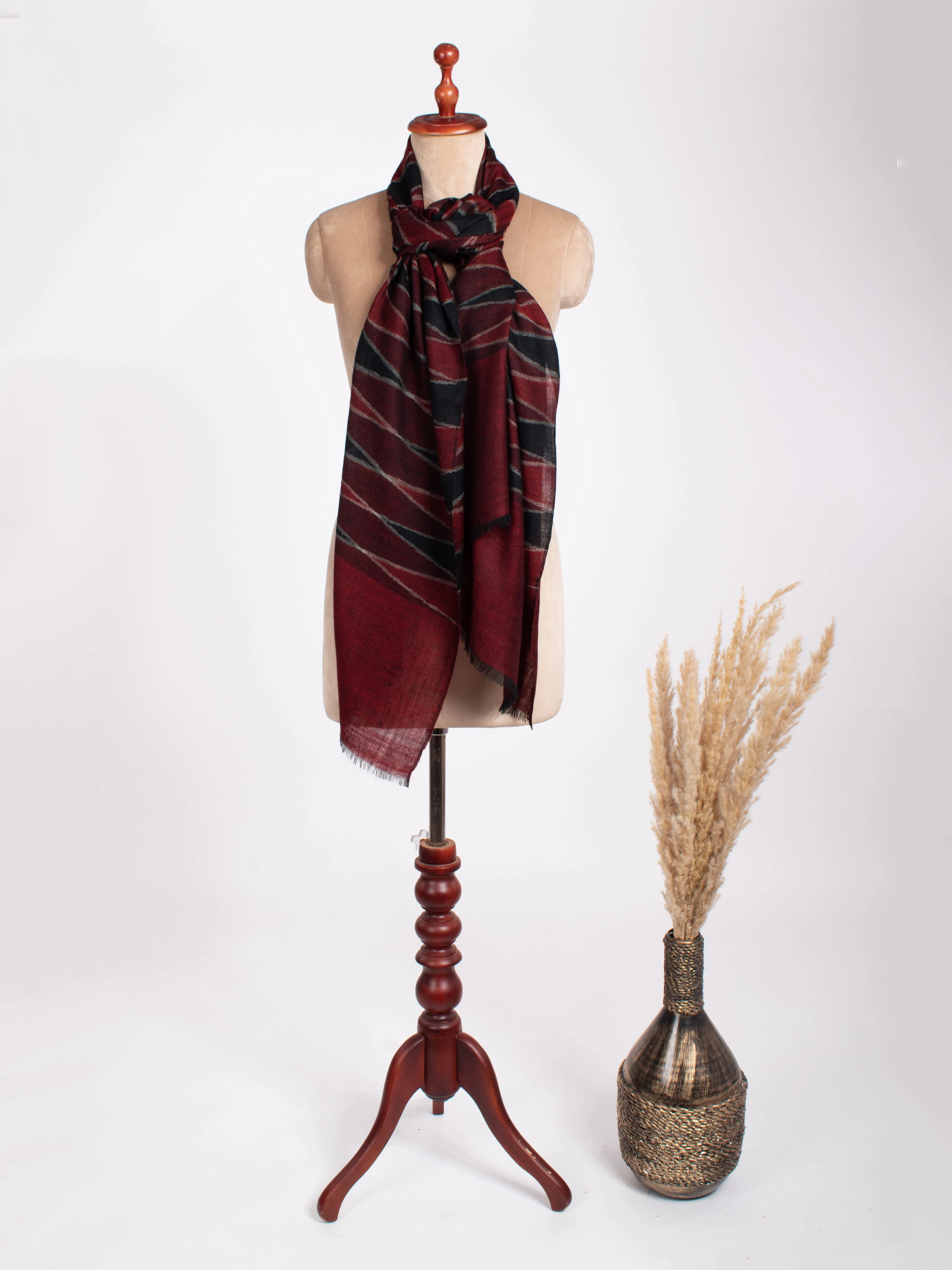 Burgundy and Bordeaux Cashmere Scarf