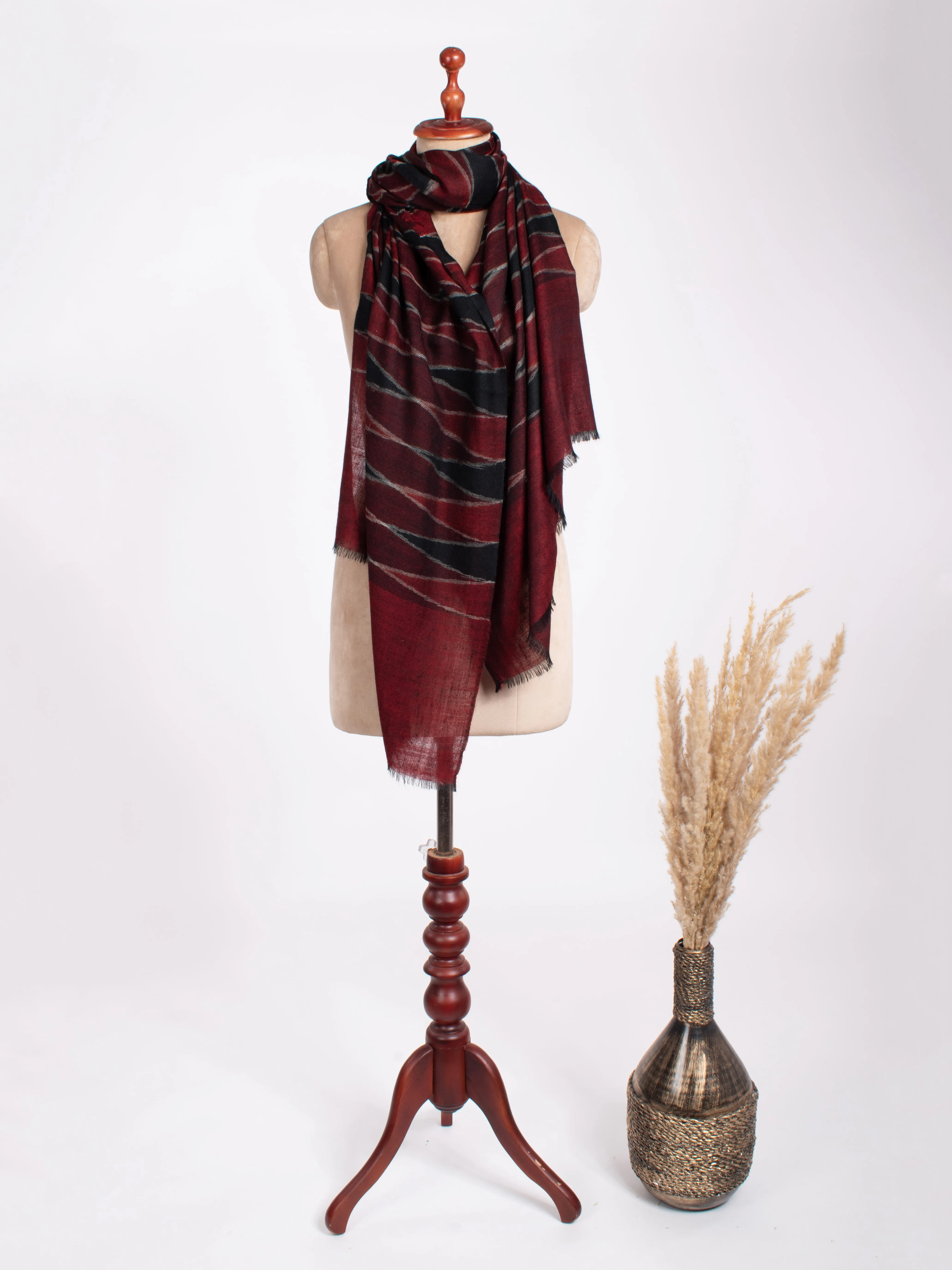 Burgundy and Bordeaux Cashmere Scarf