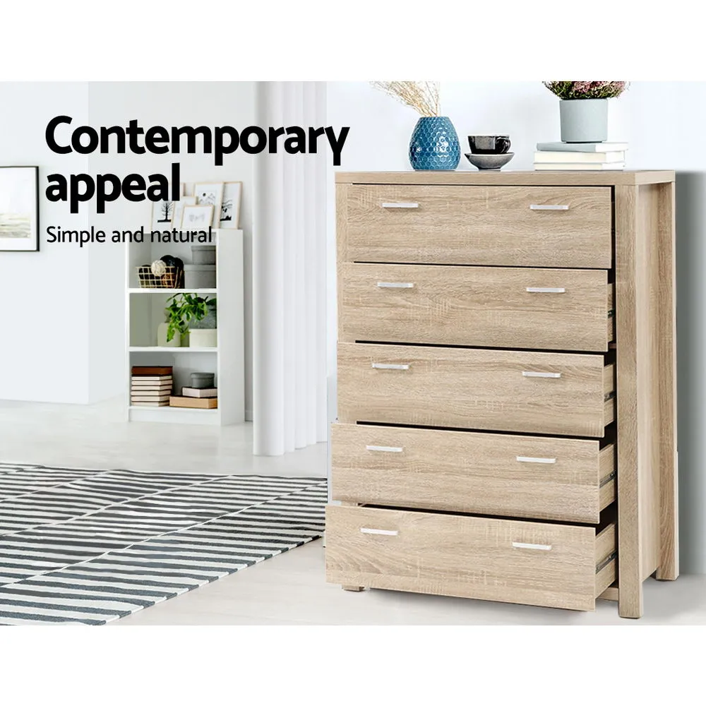 Chest Of drawer 5 Drawers Dresser Cabinet Tallboy Storage Bedroom Furniture