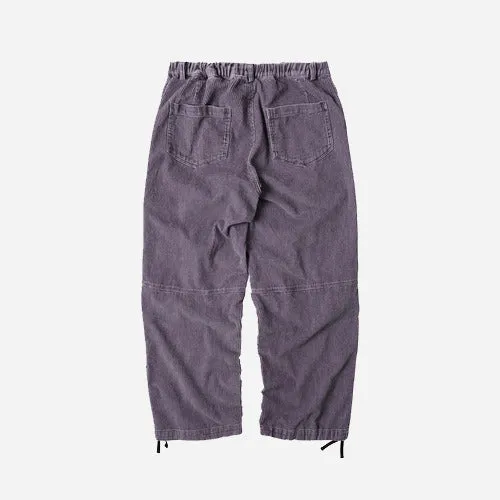 CORDUROY BANDING WIDE FATIGUE PANTS - RED BEAN