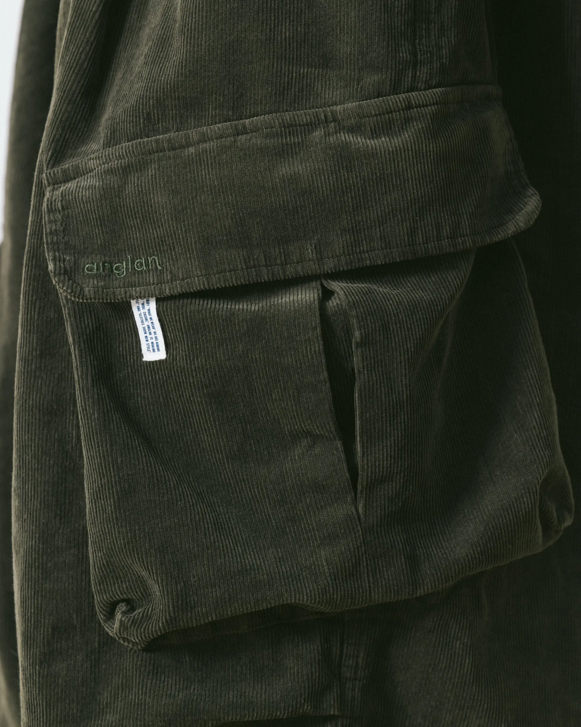 CORDUROY OBLIQUE CARGO BALLOON PANTS - KHAKI