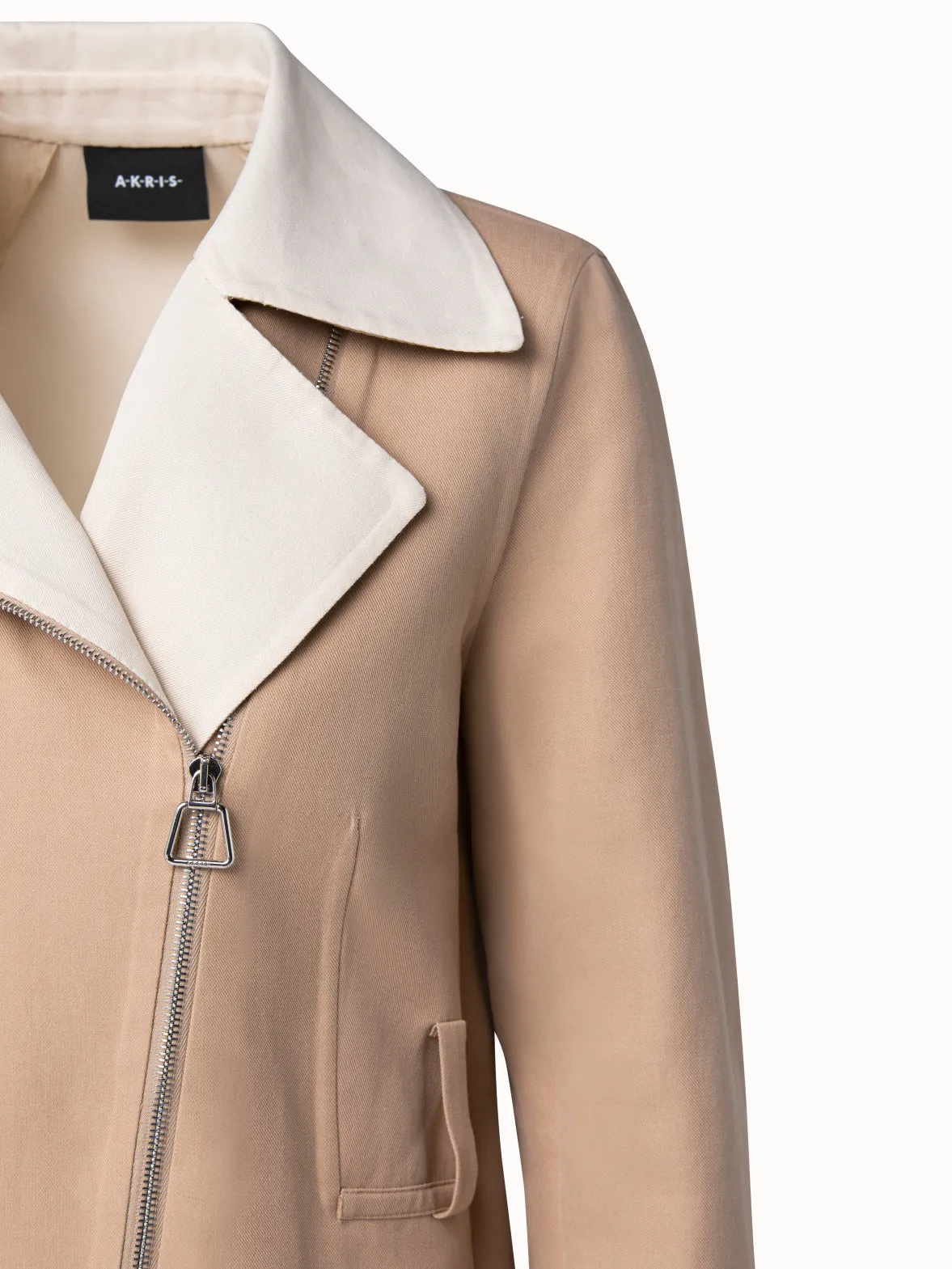 Cotton Silk Double Face Two-Tone Belted Trench Coat