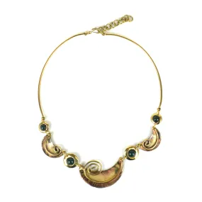 Crescent and Green Stone Brass Necklace Brass Images