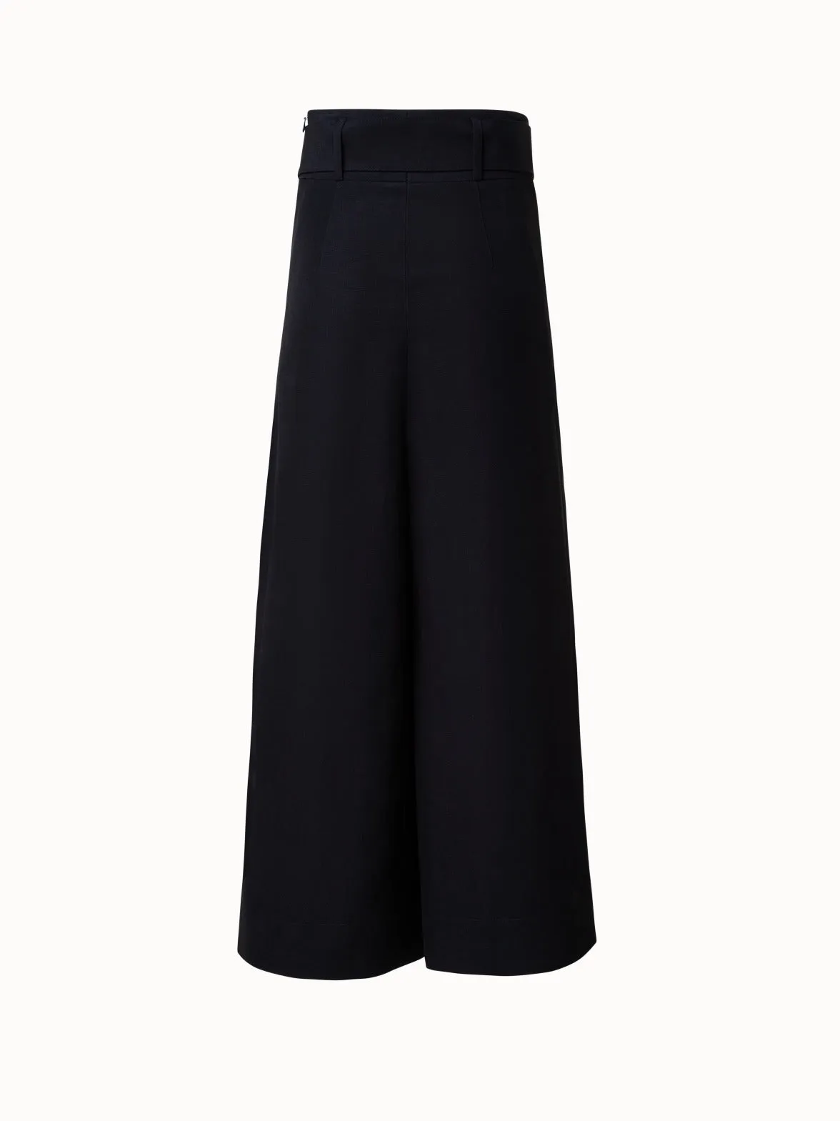 Cropped Wide Culotte Pants in Linen Blend