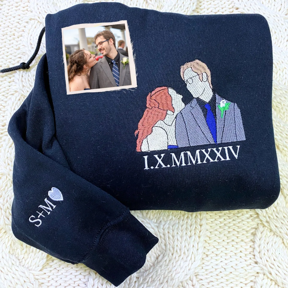 Custom Embroidered Hoodies & Sweatshirts | Anniversary Photo Gift