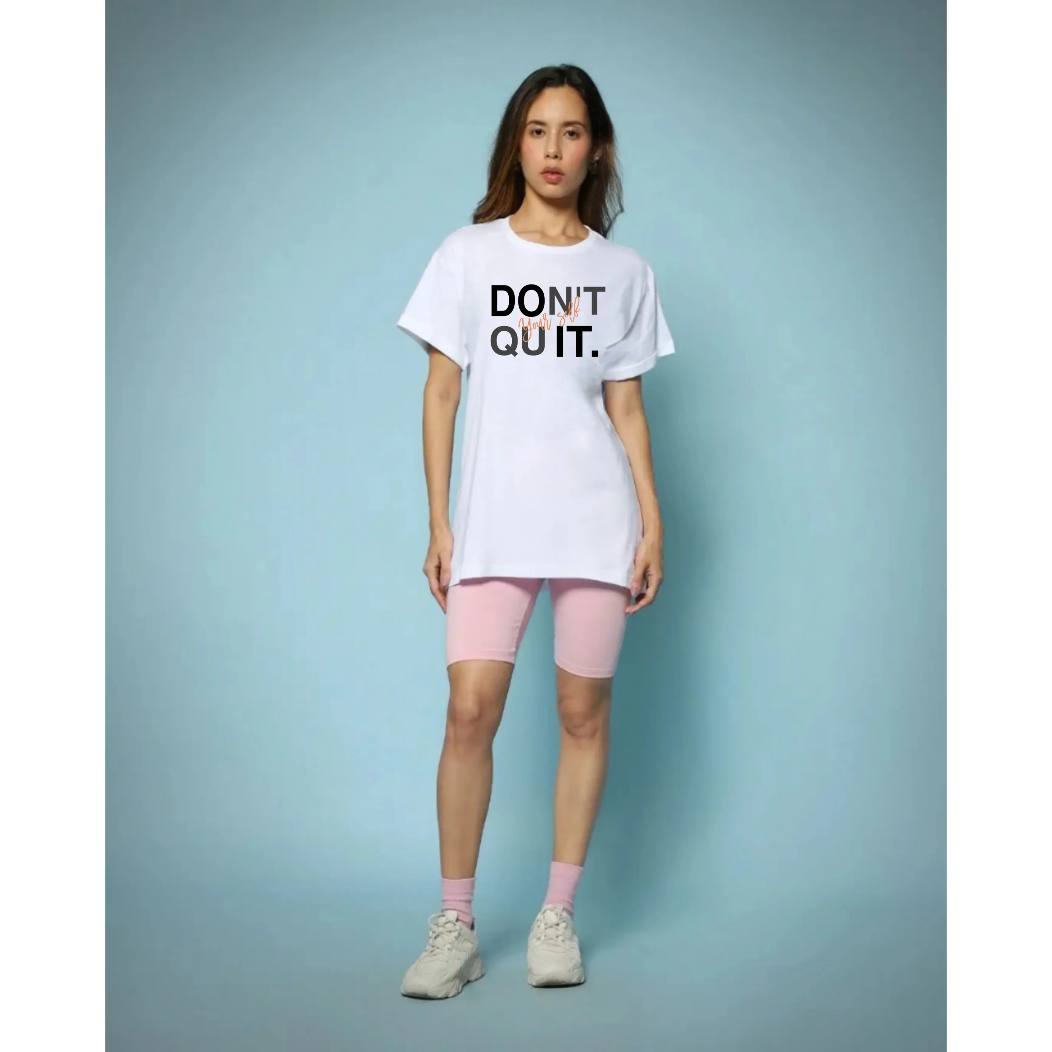 Don't Quit Self (Printed )White Women's T-Shirt