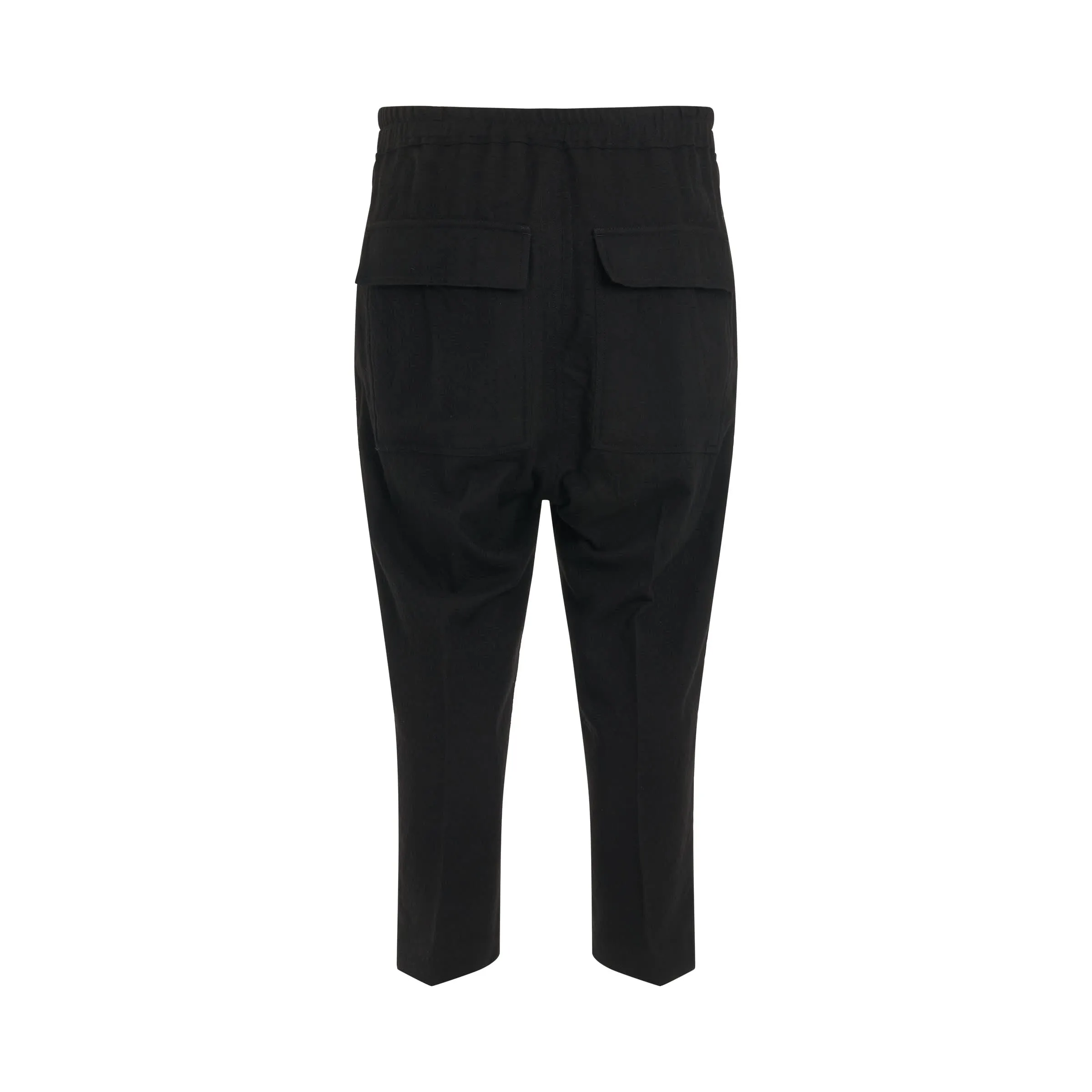 Drawstring Astaires Copped Woven Pants in Black