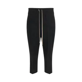 Drawstring Astaires Copped Woven Pants in Black