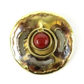 Earths Core Red Jasper Brooch Brass Images