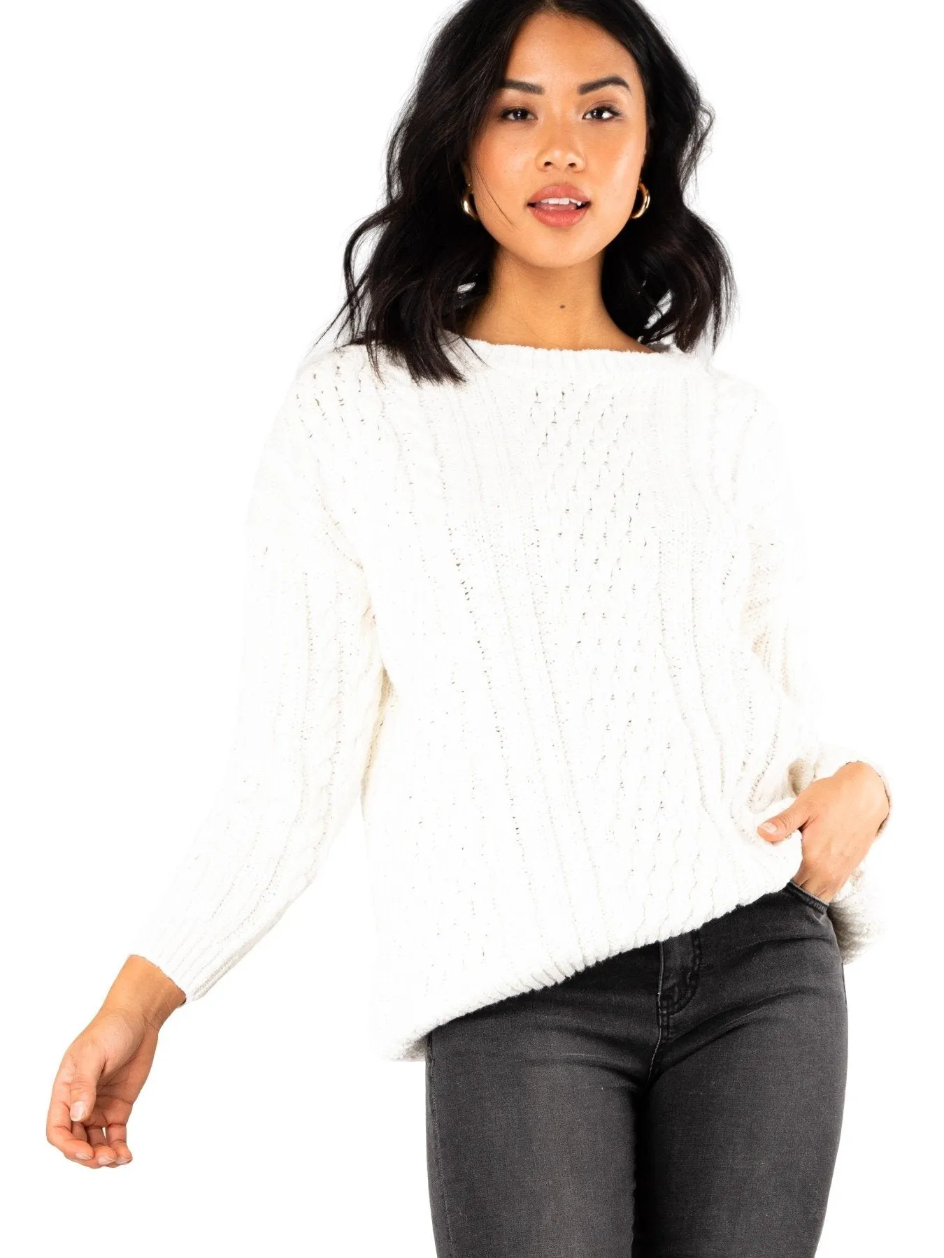 Eden Crew Neck Knit - Bright White