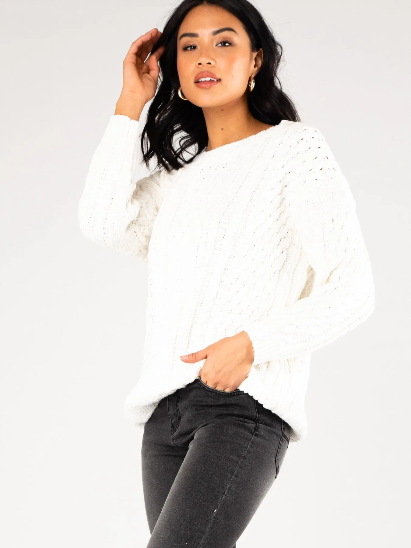 Eden Crew Neck Knit - Bright White