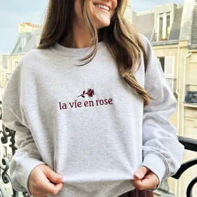 Embroidered La Vie En Rose French Sweatshirt