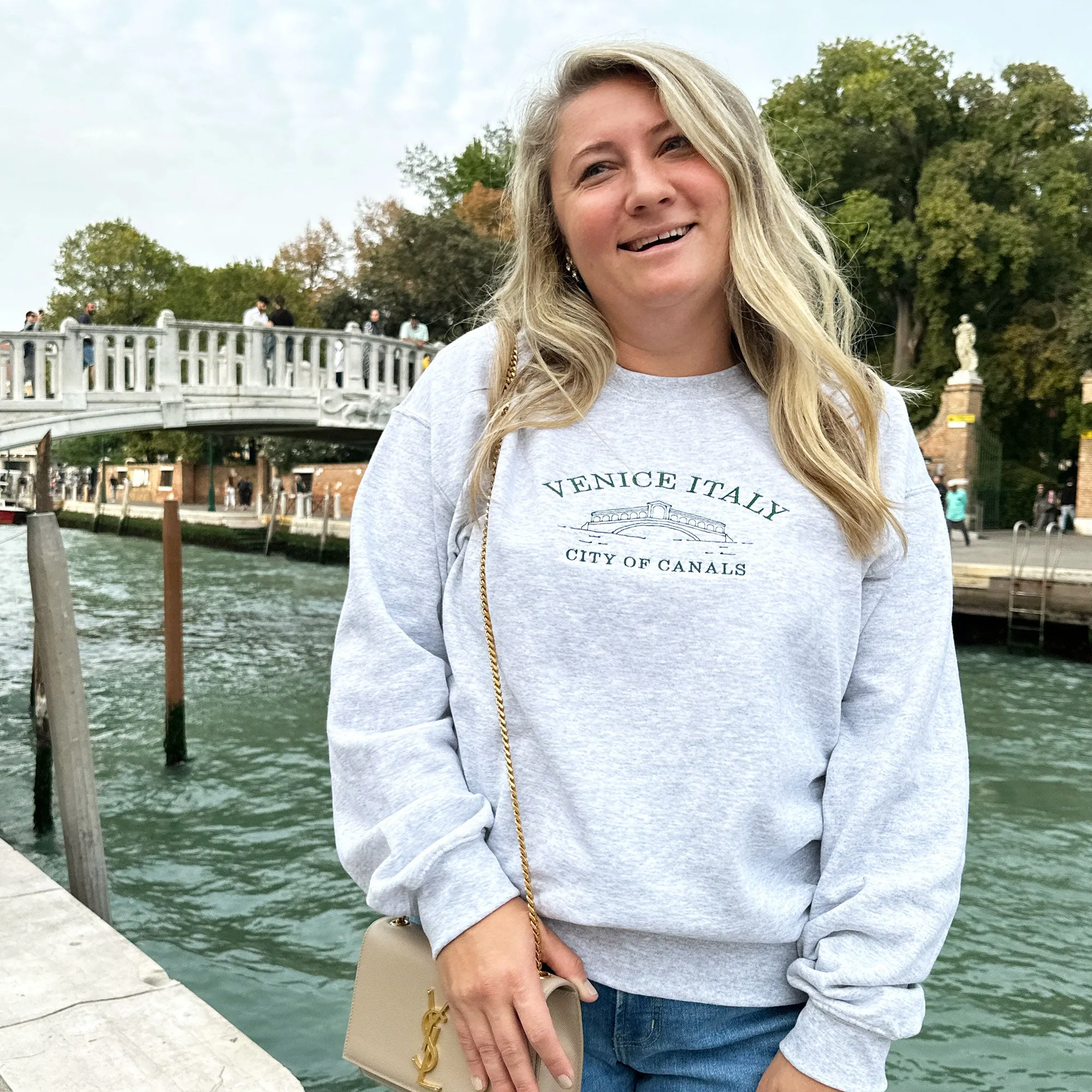 Embroidered Venice Italy Pullover Sweatshirt