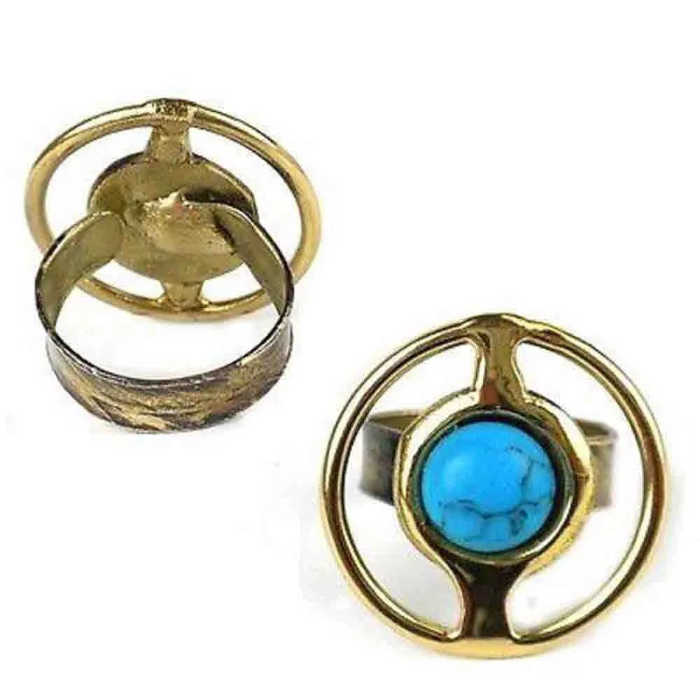 Encircled Turquoise Brass Ring Brass Images