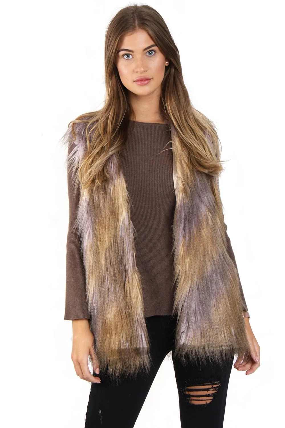 Faux Fur Shaggy Patch Gilet