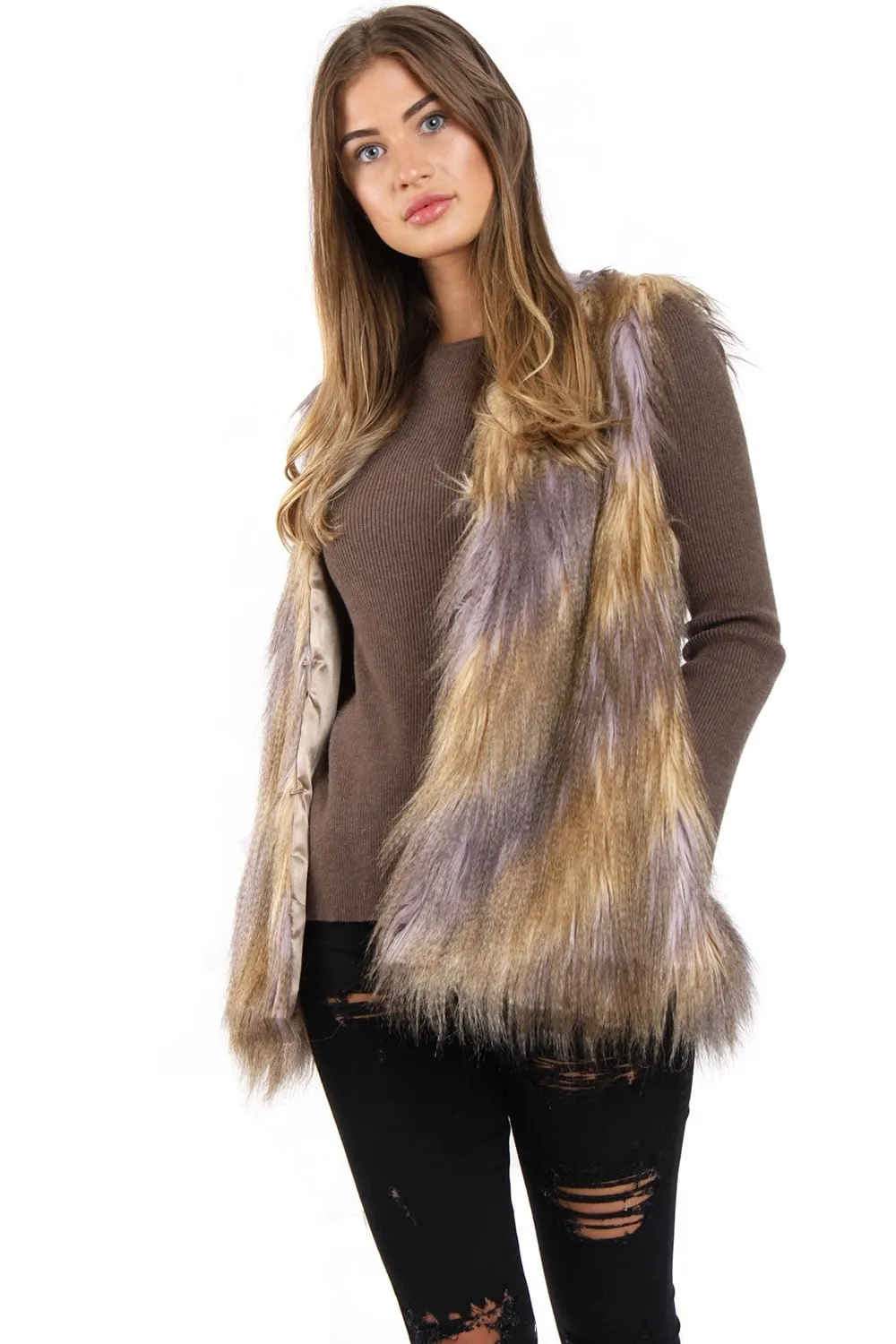 Faux Fur Shaggy Patch Gilet