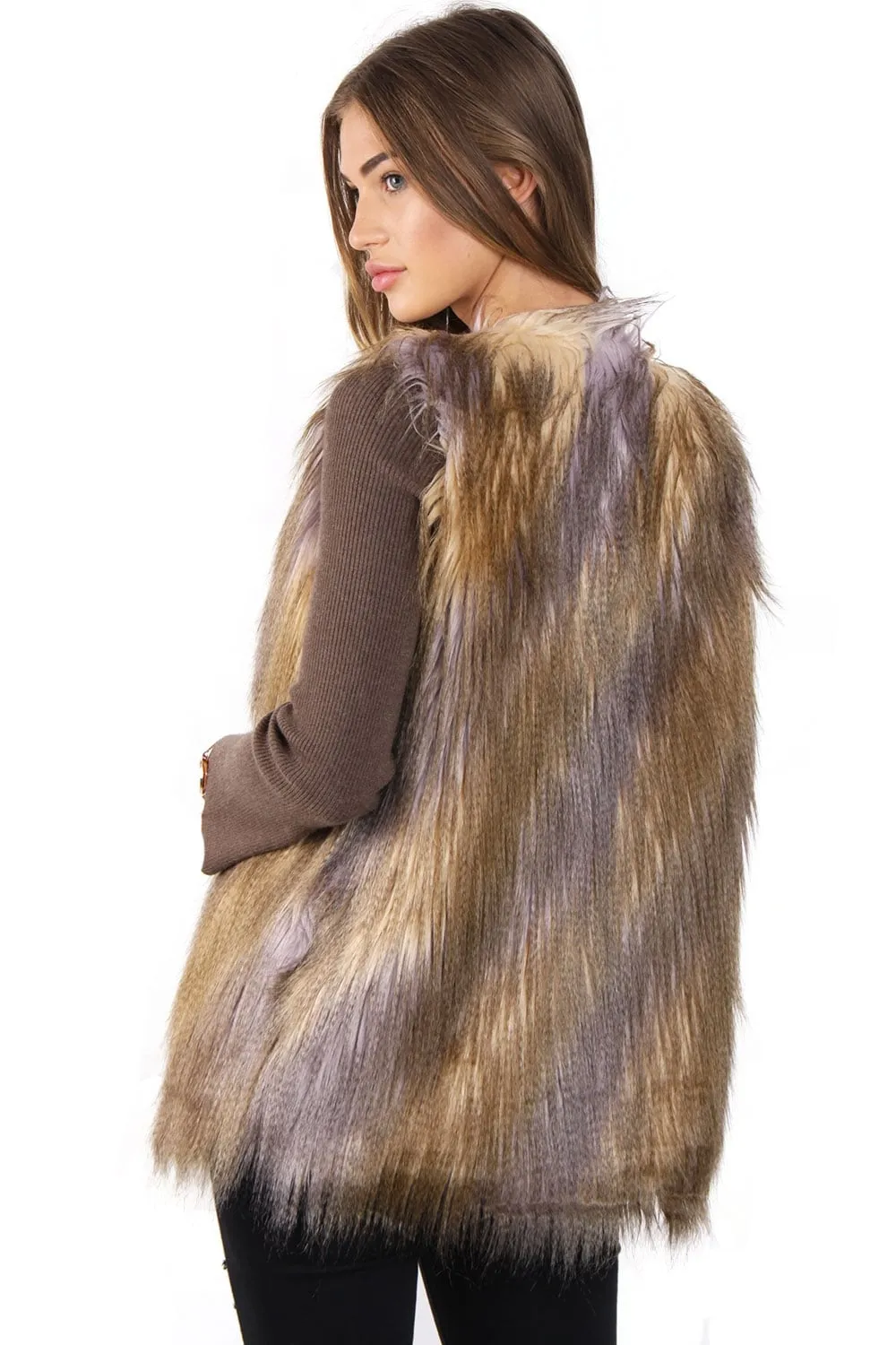 Faux Fur Shaggy Patch Gilet