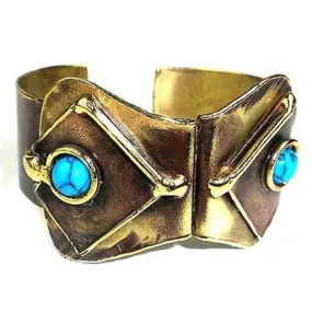 Folded Turquoise Cuff Brass Images