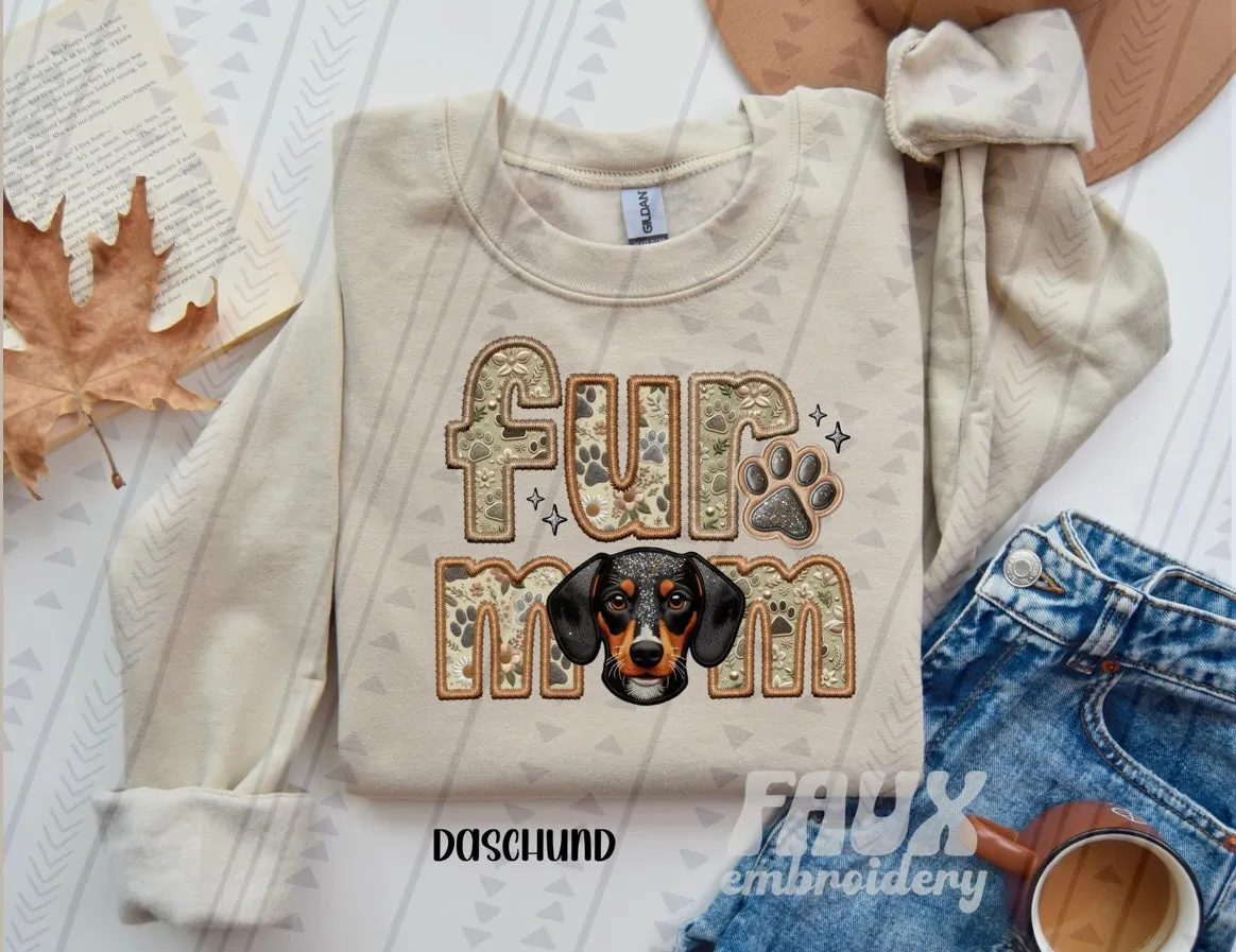 Fur Mom Daschund Dog  Sweatshirt  - Natural Stone