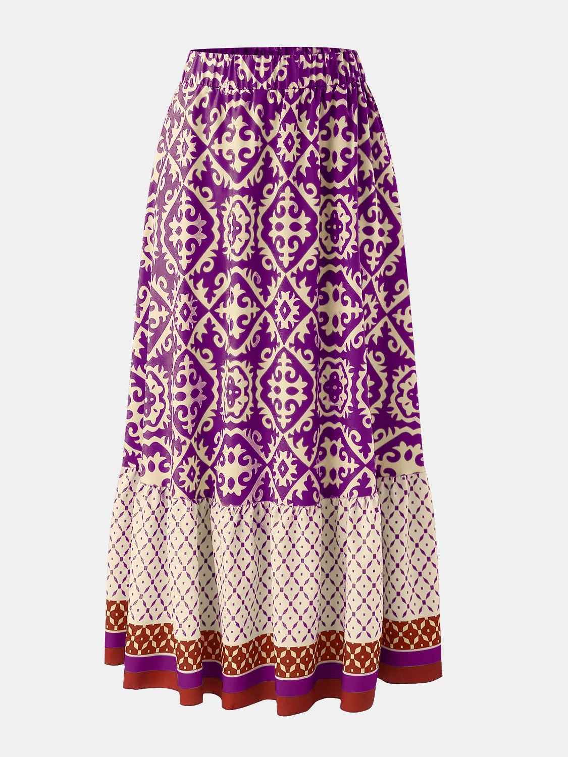 Geometric Elastic Waist Skirt