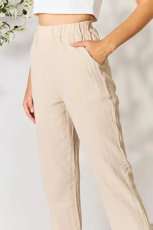 Get Comfy: Khaki Pull-On Pants with Pockets for Women