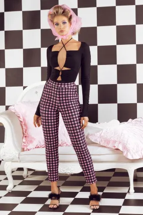 Gingham Hearts Pink Cuffed Pants