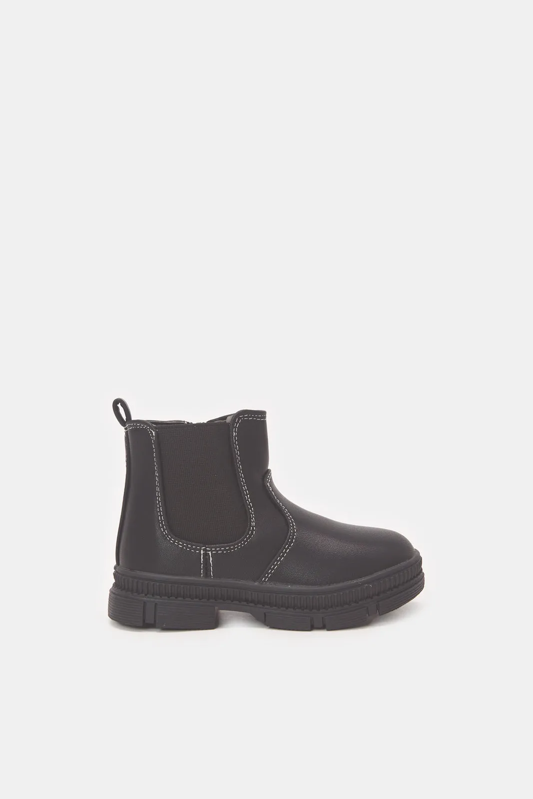 Girls Black Solid Ankle Boot