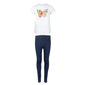 GIRLS BUTTERFLY LEGGINGS SET - NAVY