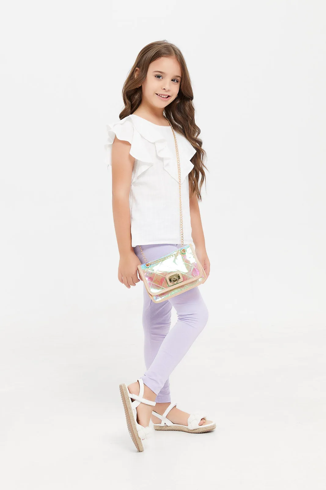 Girls Lilac Embellished Leggings