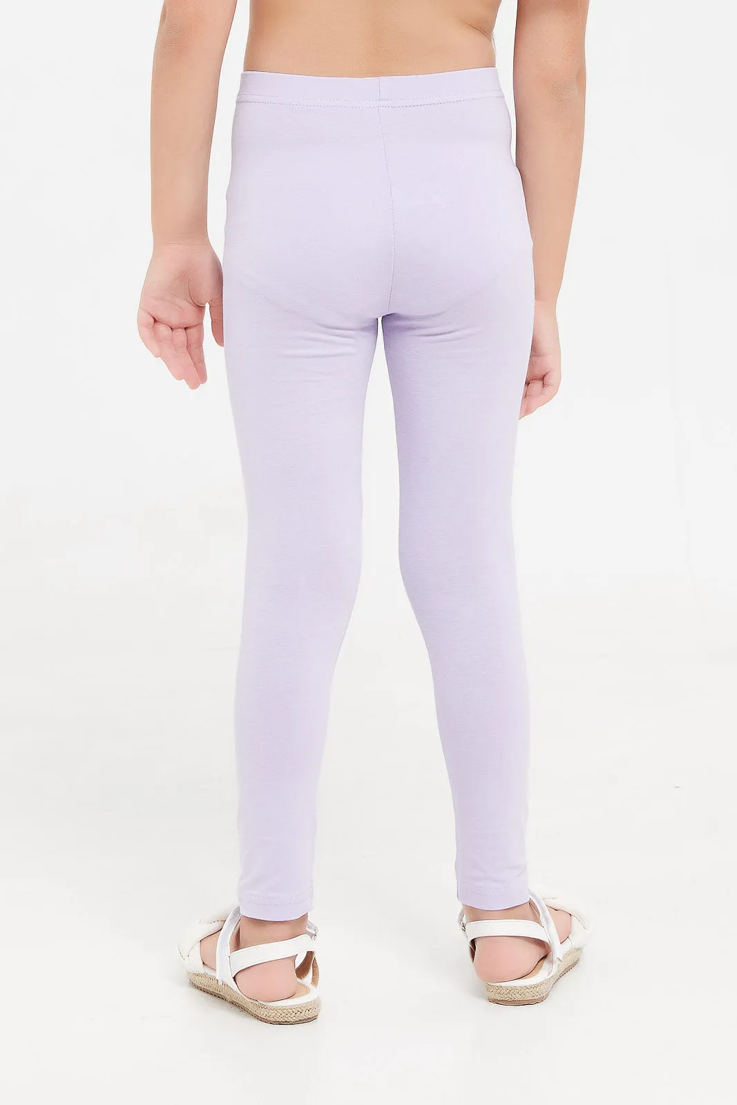 Girls Lilac Embellished Leggings