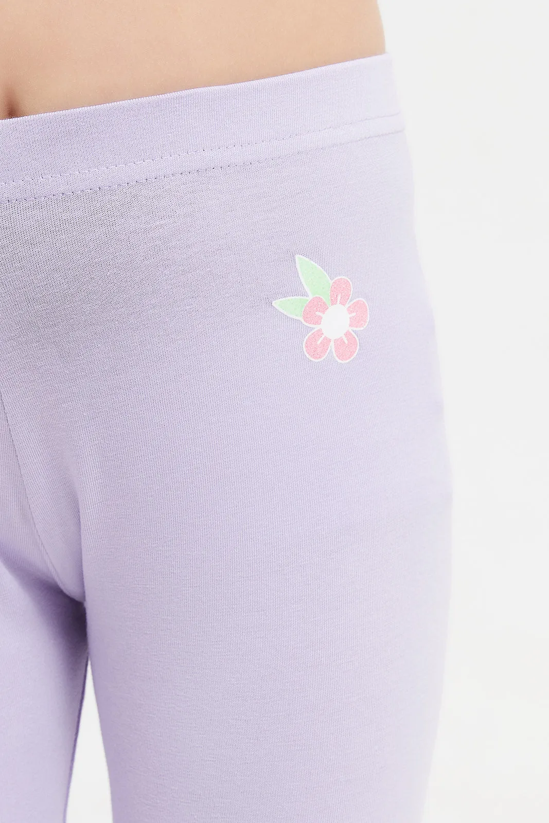 Girls Lilac Embellished Leggings