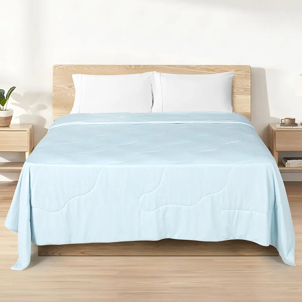 Giselle Cooling Comforter Summer Quilt Lightweight Blanket Cover Queen Blue