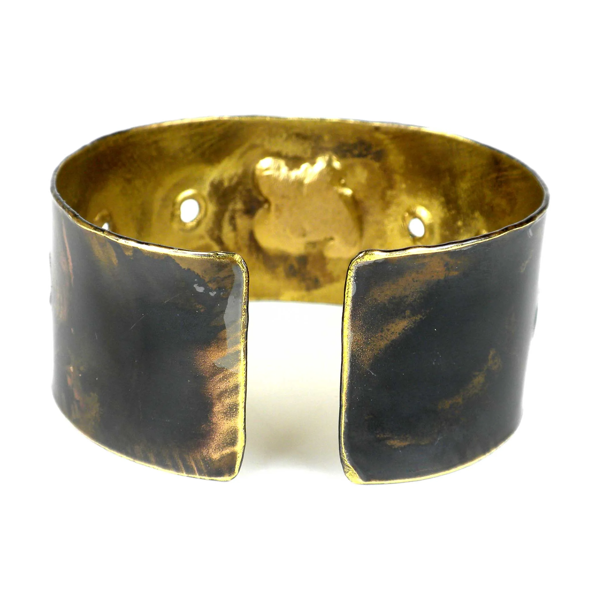 Golden Tiger Eye Domino Brass Cuff Brass Images