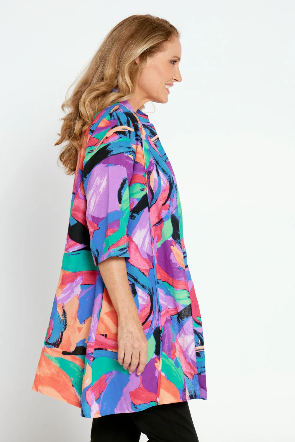 Granger Cotton Shirt - Rainbow Swirl