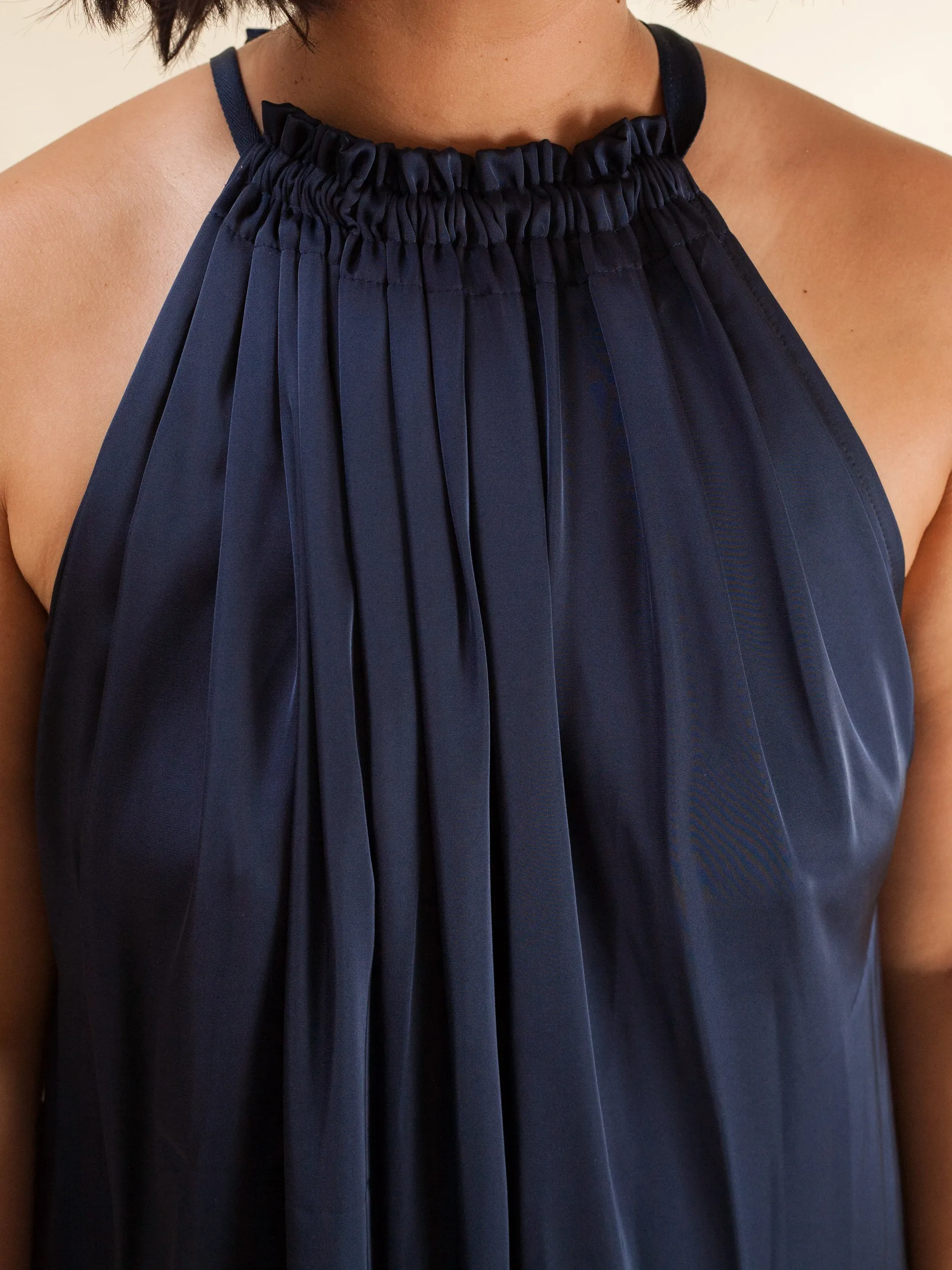 Halter Dress Satin (Navy)