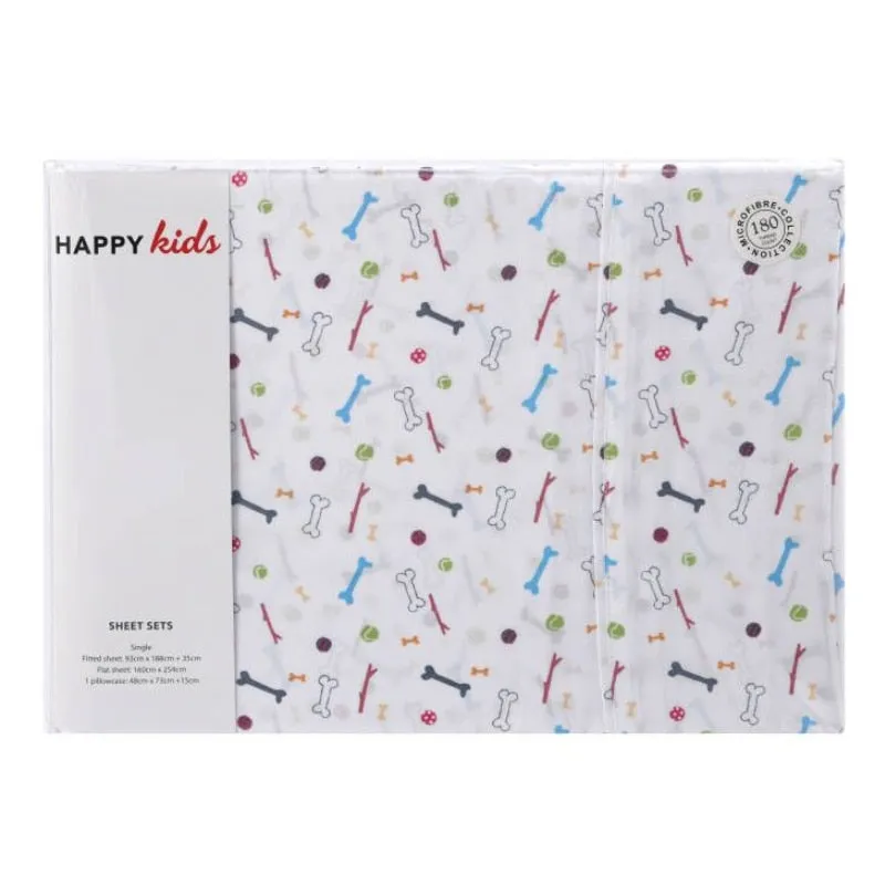 Happy Kids Bones Printed Microfibre Sheet Set