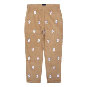 Hello Nermy Corduroy Embroidered Pants (Tan)