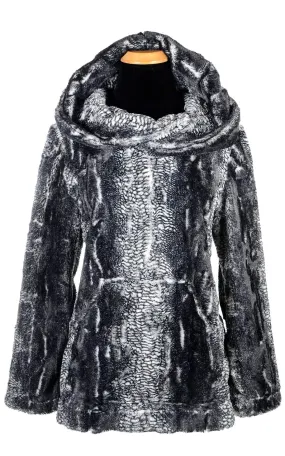 Hooded Lounger - Luxury Faux Fur in Black Mamba