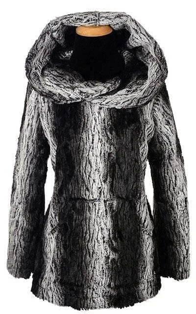 Hooded Lounger - Luxury Faux Fur in Smouldering Sequoia