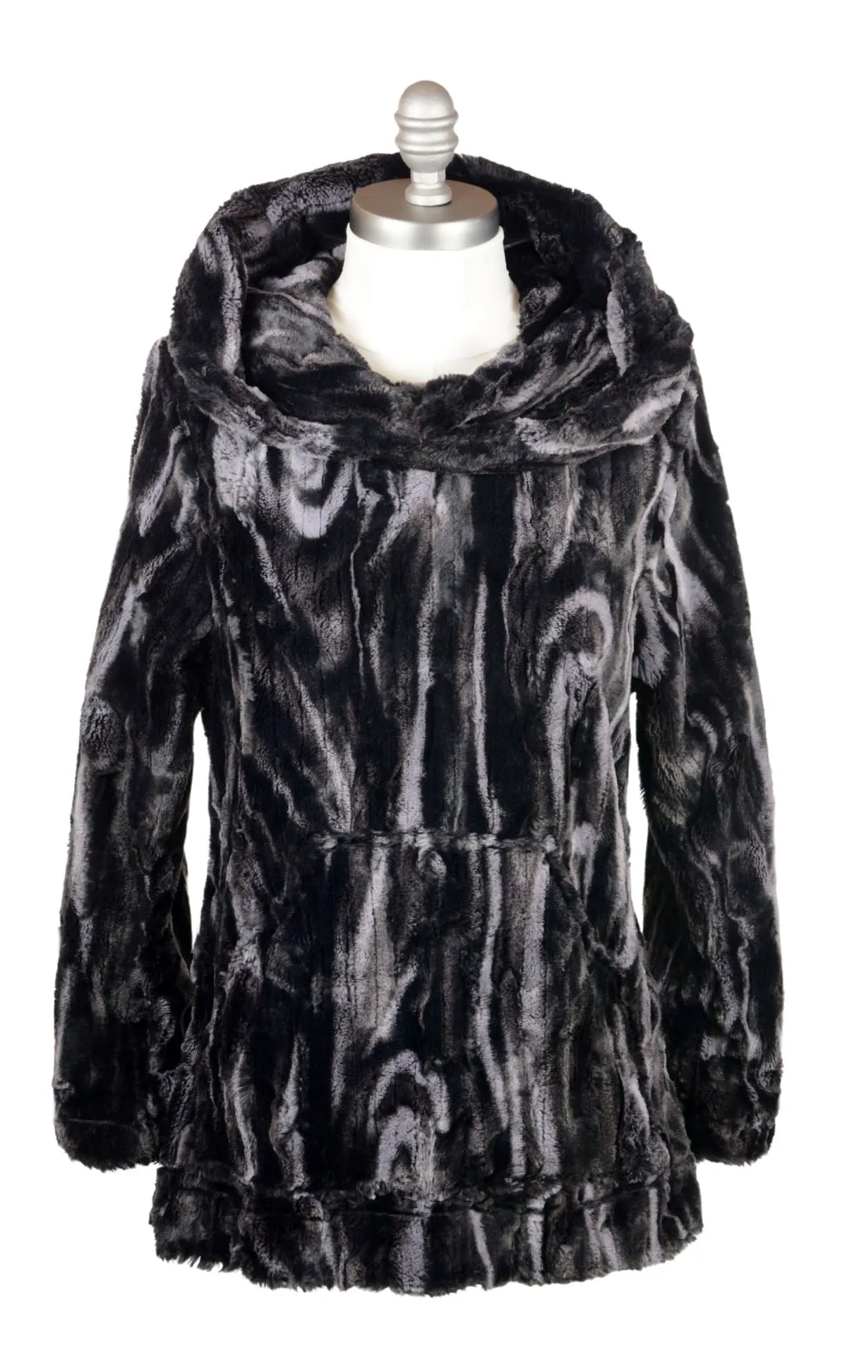 Hooded Lounger -  Marble in Black Dune Faux Fur