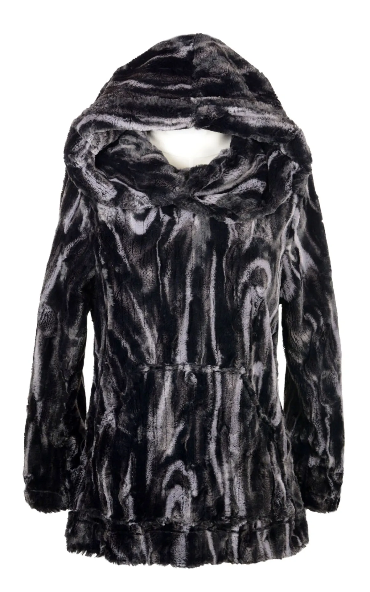 Hooded Lounger -  Marble in Black Dune Faux Fur